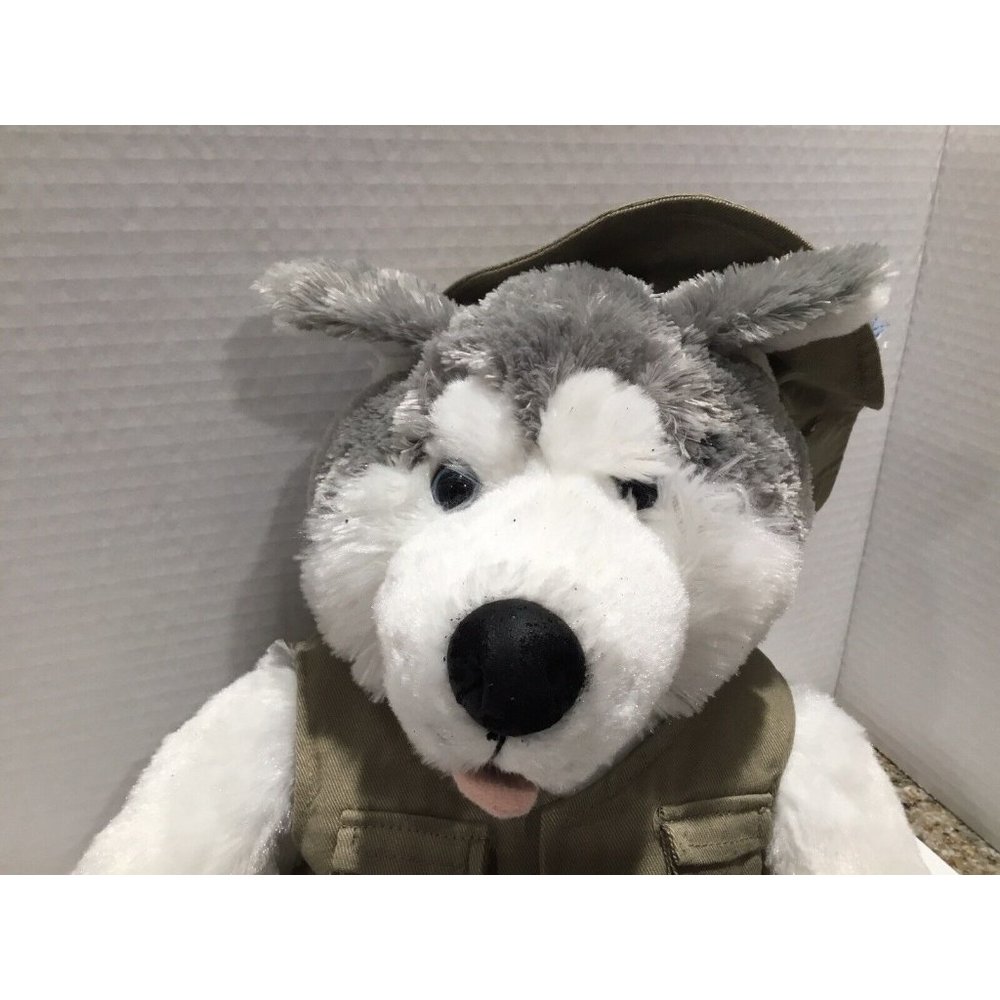 Animaland Wolf Stuffed Animal Gray & White Plush Toy with Vest & Hat Super Soft